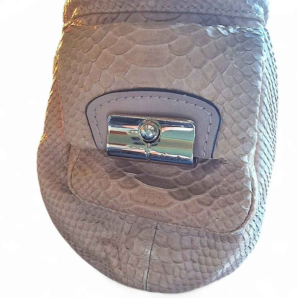 Coach Kristin Python Embossed Leather Drawstring Shoulder Bag 14773